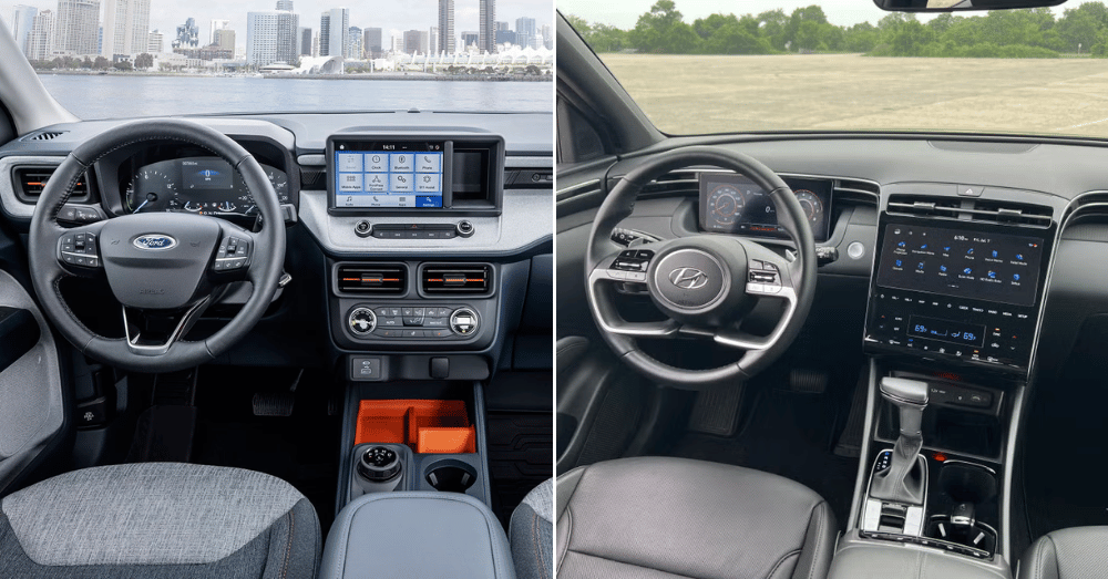 Ford Maverick vs. Hyundai Santa Cruz Big Battle of the Compact Trucks - interior comparison 